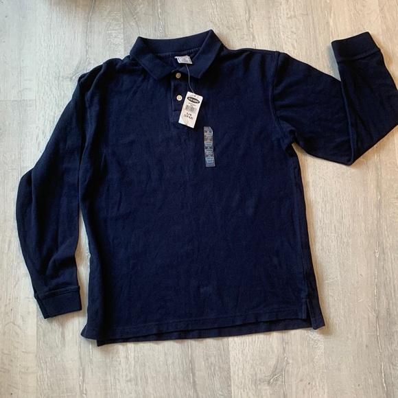 School uniforms, Old Navy navy blue long sleeve polo shirt - Picture 2 of 5